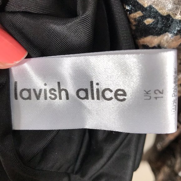 Lavish Alice Silvery Velvet Snake Print one-shoulder rouched mini dress - Picture 9 of 13